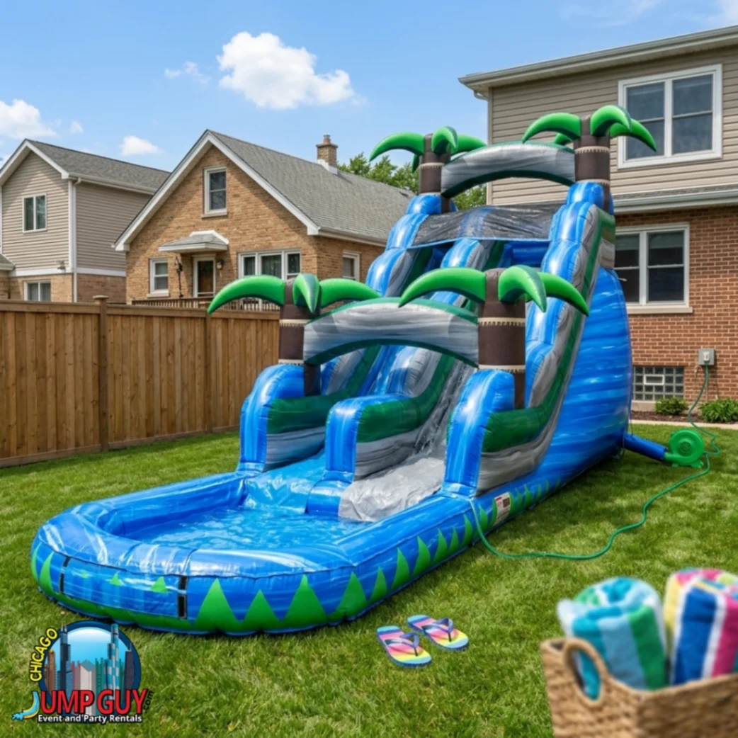 20Ft Blue Crush Water Slide Summer Standard rental for Mundelein IL events in ZIP code 60060