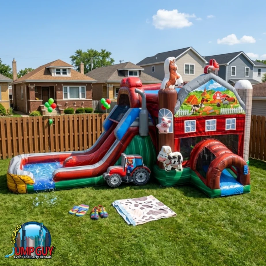 Barnyard Farm Bounce Slide Wet Featured rental for Mundelein IL events in ZIP code 60060