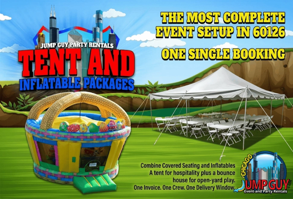 Tent And Inflatable Package Grid rental for Mundelein IL events in ZIP code 60060
