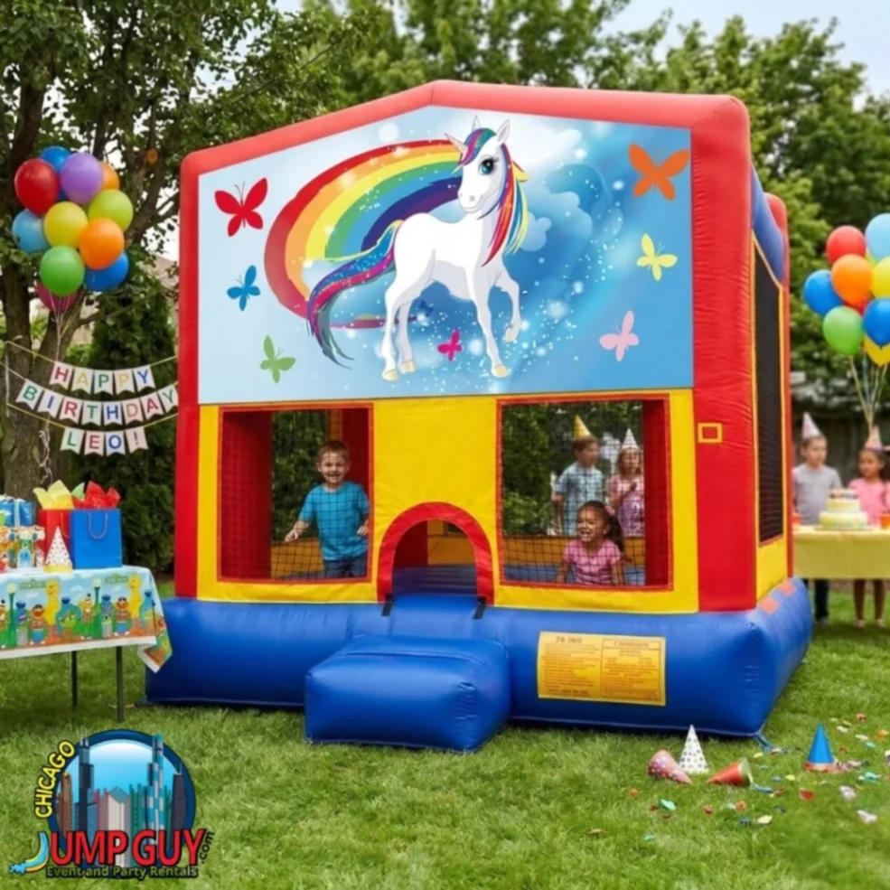 Unicorn Bounce House rental for Mundelein IL events in ZIP code 60060